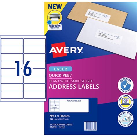 Avery Label L7162 20 20 Sheets Laser Acme Supplies Ltd