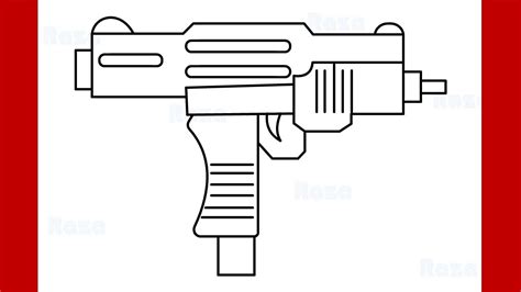 How To Draw Uzi Gun Step By Step Drawing Youtube