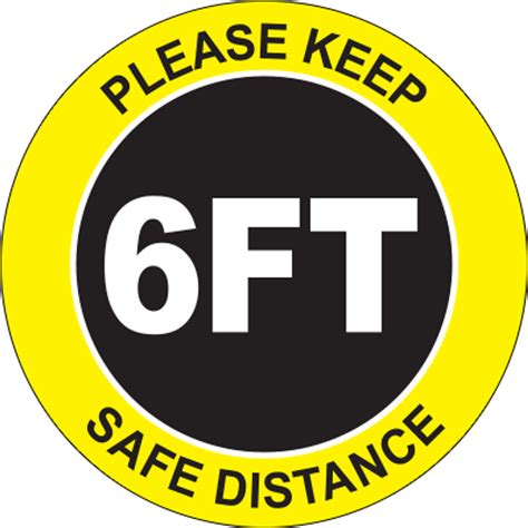 Please Keep Safe Distance 6ft Circle Floor Sign Duralabel