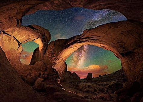 Nature Landscape Milky Way Starry Night Desert Rock