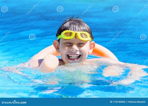 Happy Boy On The Swimming Pool Summertime Stock Photo Image Of Home