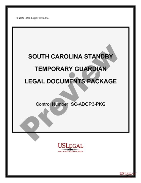 South Carolina Standby Temporary Guardian Legal Documents Package