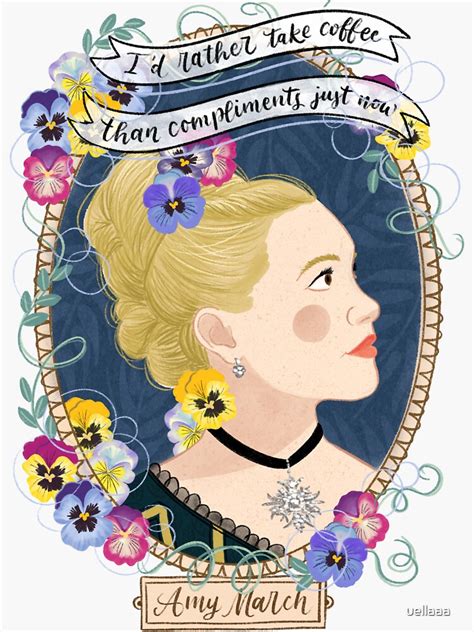 Little Women Potraits Amy March Botanical Illustration Sticker For