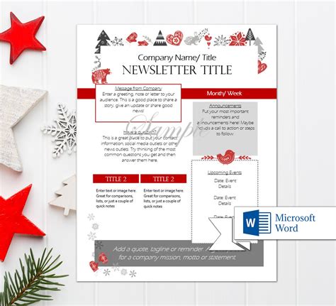 Editable Newsletter Template Christmas Newsletter Template Business