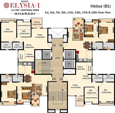 926 Sq Ft 3 Bhk 3t Apartment For Sale In Nyati Group Elysia I Kharadi Pune