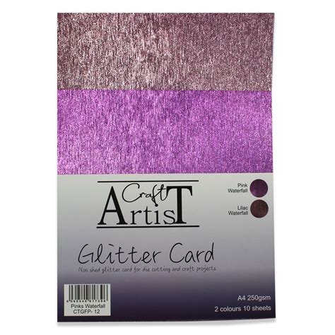 Graftoncrafts Glitter Craft Artist A4 Glitter Card Pinks Waterfall