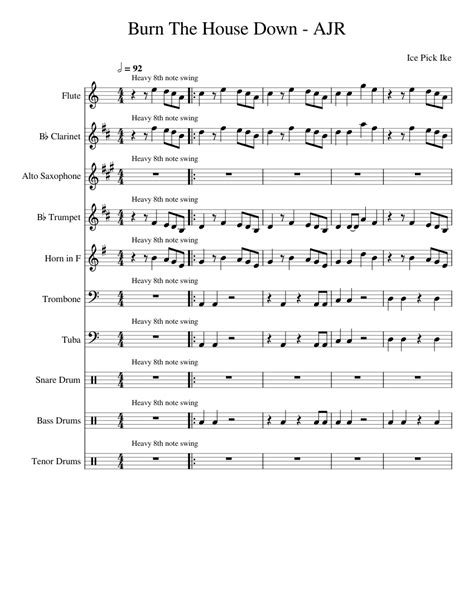 Burn The House Down Ajr Final Draft Sheet Music For Trombone Tuba