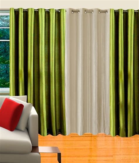 59 Off On Hargunz Polycotton Green White Solid Eyelet Curtain On Flipkart