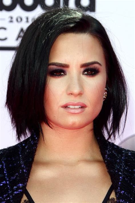 Demi Lovato Straight Black Bob Layered Bob Hairstyle Steal Her Style