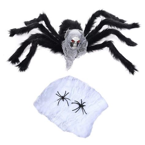1pcs 30 inch halloween decorations virtual realistic hairy spider with 2 cotton web spider