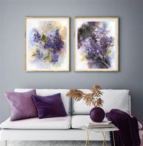 Lilac Flowers 2 Art Prints Wall Gallery Set Of 2 Fine Art Prints