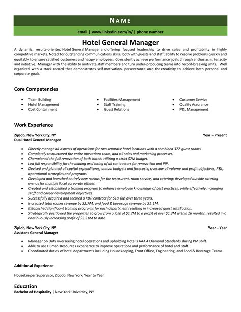 Think about ways to attract the best hotel staff. Hotel General Manager Resume Example & Guide | ZipJob