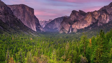 Wallpaper Trees Landscape Forest Mountains Waterfall Sunset