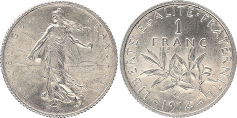 France 1 Franc Semeuse 1914 C Castelsarrasin Argent Rare
