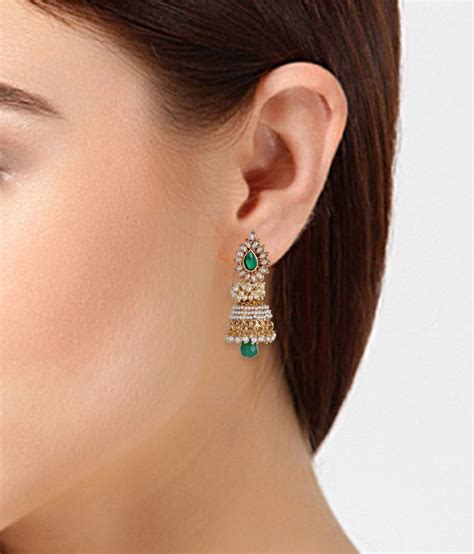 Shinningdiva Aashiqui 2 Earrings In Green Color Buy Shinningdiva Aashiqui 2 Earrings In Green