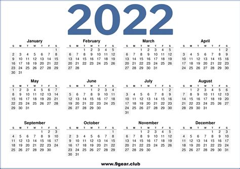 2022 Calendar 2022 Calendar Printable One Page Pediaflower