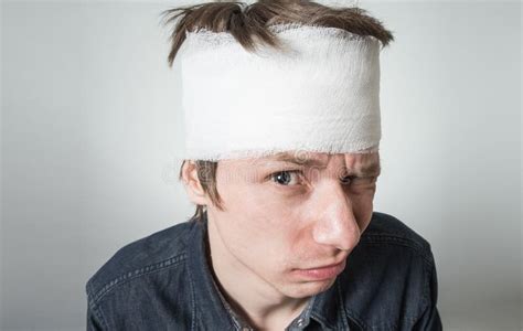 Man With Bandage On His Head Stock Image Image Of Accident Ache