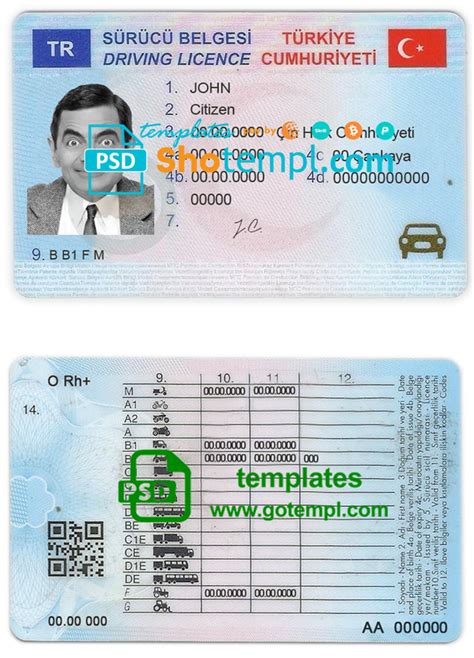 Turkey Driving License Template In PSD Format Fully Editable In 2021