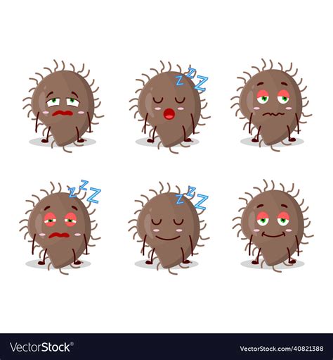 Cartoon Character Of Coronaviridae With Sleepy Vector Image