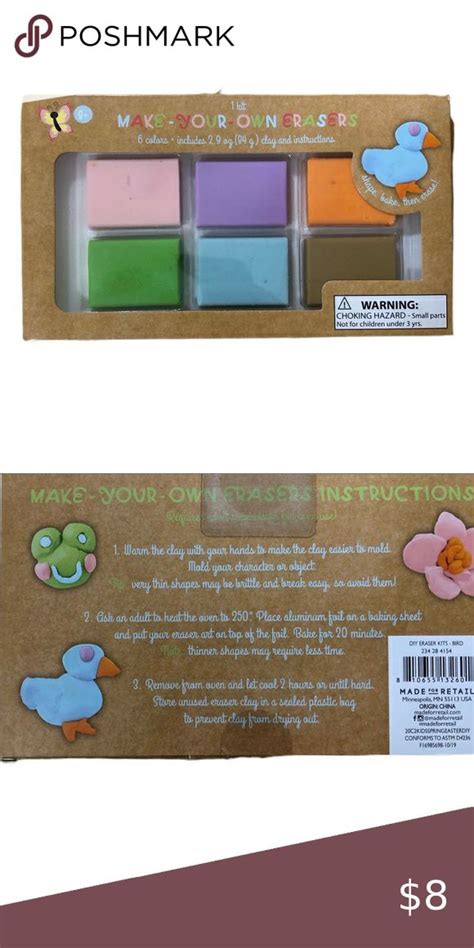 Make Your Own Erasers Craft Kit Diy 6 Color Clay Diy Craft Kits