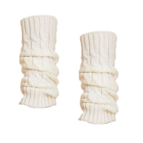 Fashion Culture Cable Knit Ribbed Leg Warmers Boot Toppers Cream
