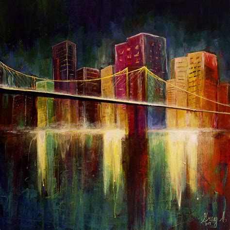 Brooklyn Bridge Abstract City Bridge Painting Abstract