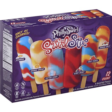 Phillyswirl Assorted Flavors Swirl Stix Frozen Dessert Bars Ct Box