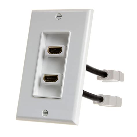 Hdmi Dual Port White Wall Plate 4 Rear Extension Cables