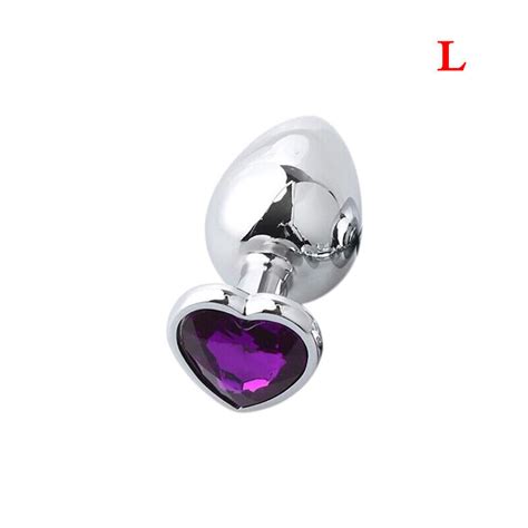 Anal Sex Toy Butt Plug Metal Jewel Heart Stainless 1pc Dildo Bdsm T Purple L Ebay