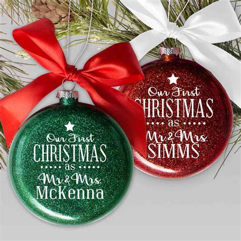 Personalized Sparkly Our First Christmas Holiday Ornament Tsforyounow