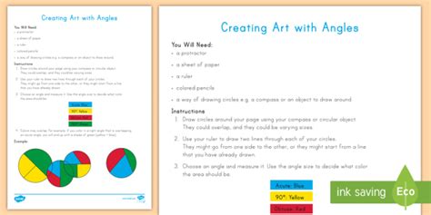Creating Art With Angles Activity Math And Art Resources
