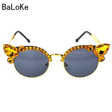 Fashion New Designer Rhinestone Decoration Cat Eye Sunglasses Baroque Retro Women Fashion Cat