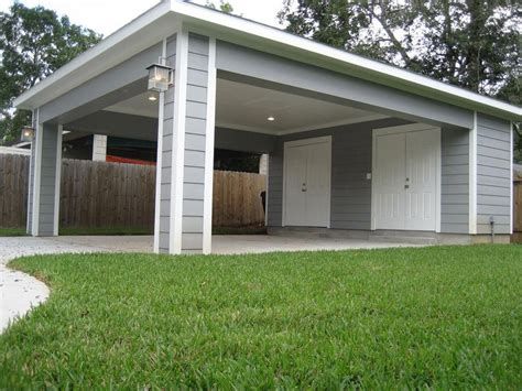 Remodel Houston Carport With Locking Storage Serves As Covered Patio