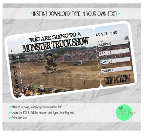 Printable Monster Jam Tickets