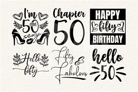 50th Birthday Svg Fifty Svg Hello 50 Svg Png
