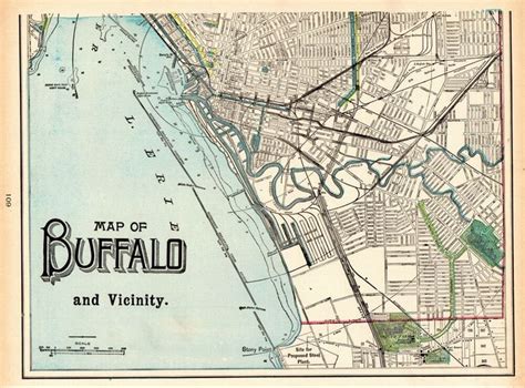 1903 Antique Buffalo New York City Map Original Map Of Buffalo Wall Art