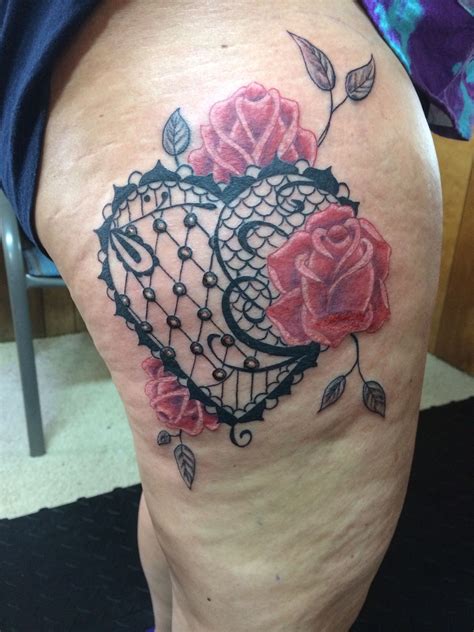 The rose represents love and purity of feelings. Lace heart with roses | Lace tattoo design, Rose heart ...