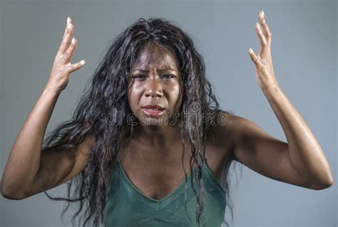 Young Crazy Desperate And Anxious Black African American Woman Feeling Stressed And Unwell In