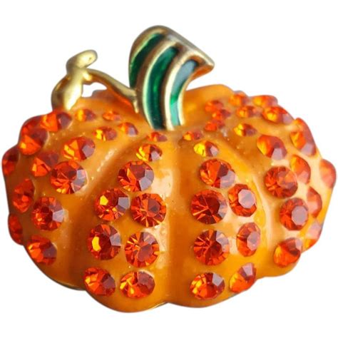 Rhinestone Pumpkin Pin Fall Thanksgiving Halloween Jewelry Pumpkin