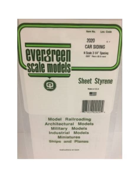 Evergreen Plastic Materials 2020 Opaque White Polystyrene Sheet Car Sidings N Scale 3 1
