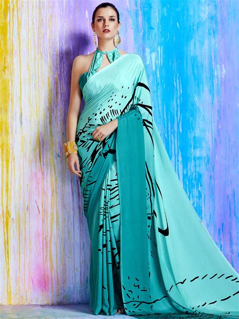 Appealing Multicolour Crepe Silk Party Wear Designer Saree Having Fabric Crepe Silk This