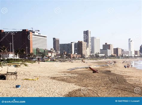Addington Beach Against City Skyline In Durban South Africa Editorial