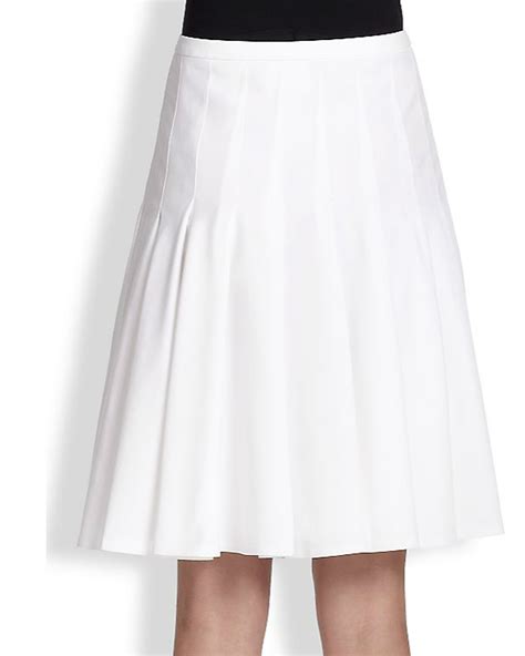 White Cotton Pleated Self Yoke Skirt Elizabeths Custom Skirts