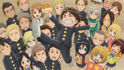 Junior high contains two volumes' worth of the original japanese manga, so it comes at a staggering 300+ pages of levity that is sure to be a delight to fans of the heavy aot anime/manga. Image - AOT JH Whole cast's celebration.jpg | Attack on ...