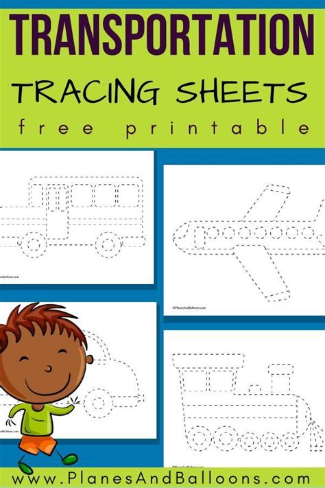 Transportation tracing worksheets for toddlers and preschoolers