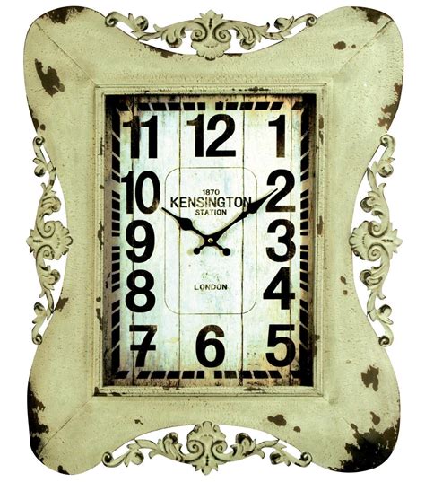 Cream Distressed Wall Clock Height 255 65cm Width 205 52cm