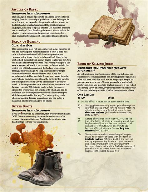 Dnd 5e Homebrew — Magnificent Magic Items By Vecnaismy