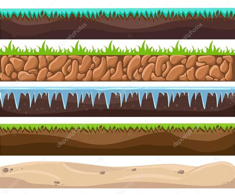 Illustration Of A Set Of Seamless Grounds Soils And Land Foreground