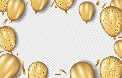 Glitter Gold Balloons Background Golden Foil Confetti On Isolated