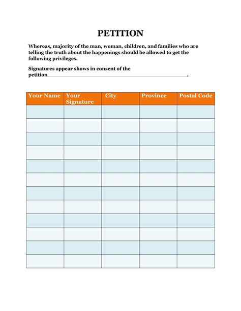 Printable Blank Petition Forms